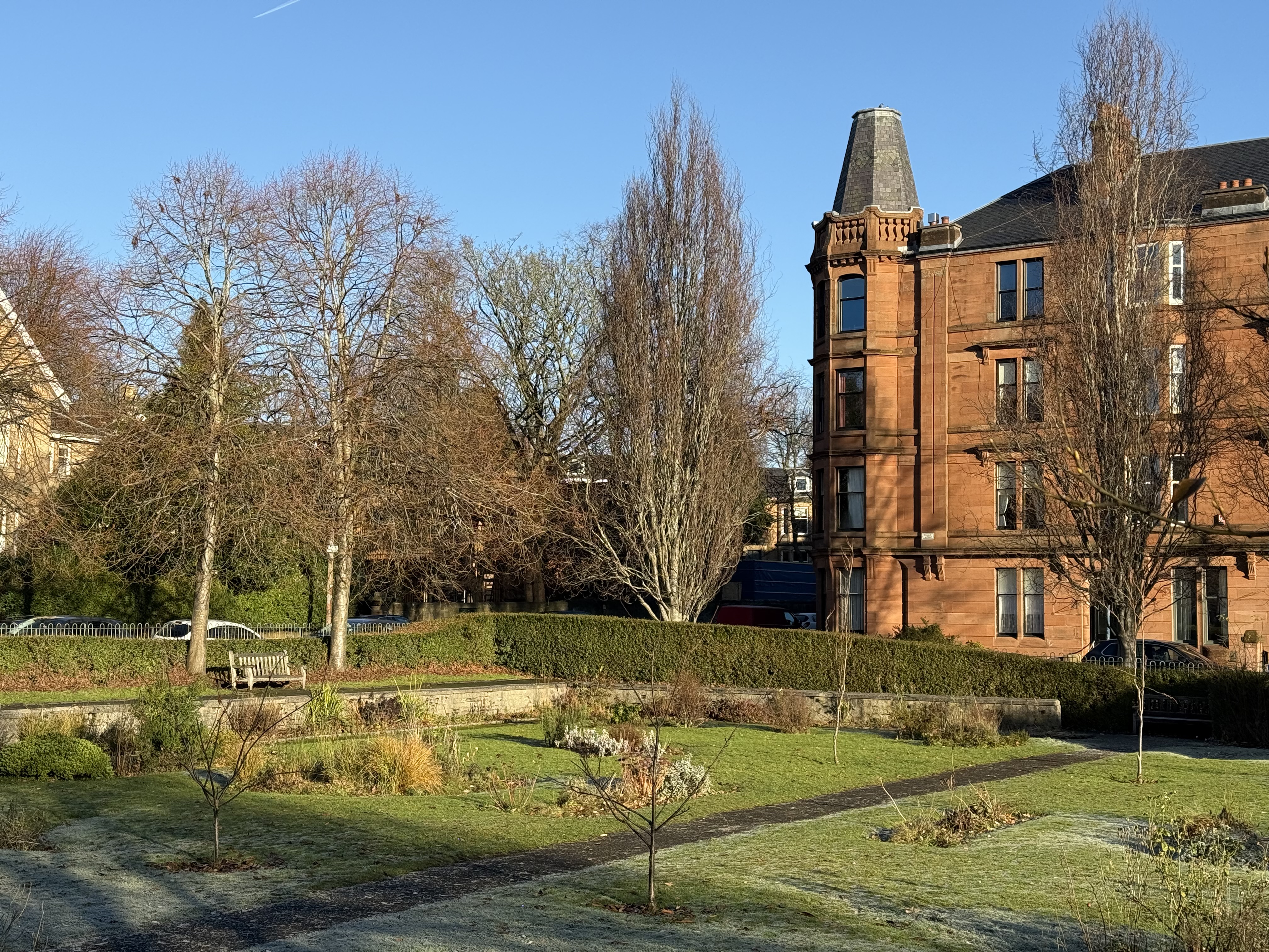 Kingsley Gardens, the location of the remains of First Hampden football ground pavilion.